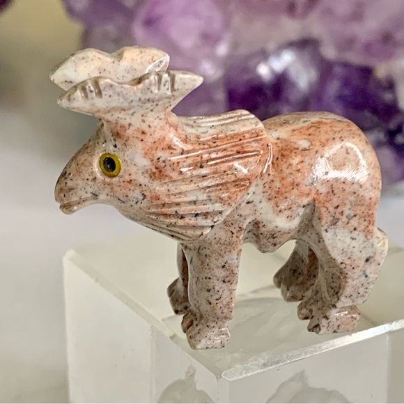 MOOSE Soapstone Figurine MINI Carved Stone Healing Crystal Animal Carving 1.5" - Picture 2 of 10